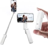 yAyusi Mini Palo Selfie Extensible, Palo Selfie Portátil de Bolsillo con Control Remoto, Soporte para Teléfono Móvil Compacto para Vlog/Grabación de Video/Transmisión en Vivo/Viajar (Blanco)