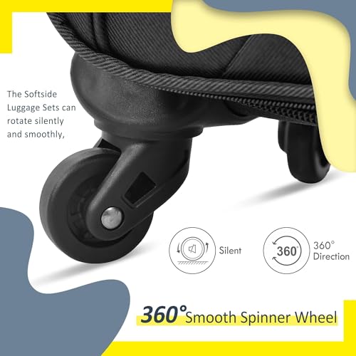 Lightweight Expandable 3 Piece Luggage Set with Spinner Wheels, TSA Lock, Organized Interior, Black Travel Suitcase Set3