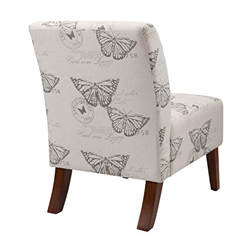 Linon Butterfly, Dark Espresso Linen Lily Chair, 21.5" W X 29.5" D X 31.5" H #TOP3