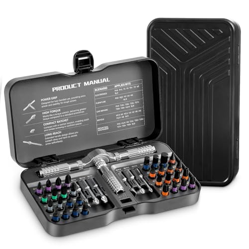 Miniatura 8 de Frogetu 40 En 1 Juego De Destornillador Con Trinquete,Juego De Llaves De Carraca Trinquete Magnético Portátil Para Electrónica Fontanería Construcción Muebles Automoción Y Carpintería