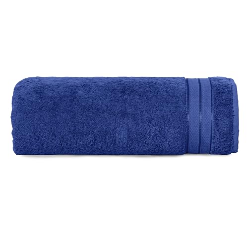 Image of Elegant Comfort Three Line Popcorn Towel Set for Bathroom 35 x 70 inches, Premium Hotel Quality 1-Pack Jumbo Towels, 100% Turkish Cotton, Soft and Durable, Quick Dry and Highly Absorbent, Cobalt Blue