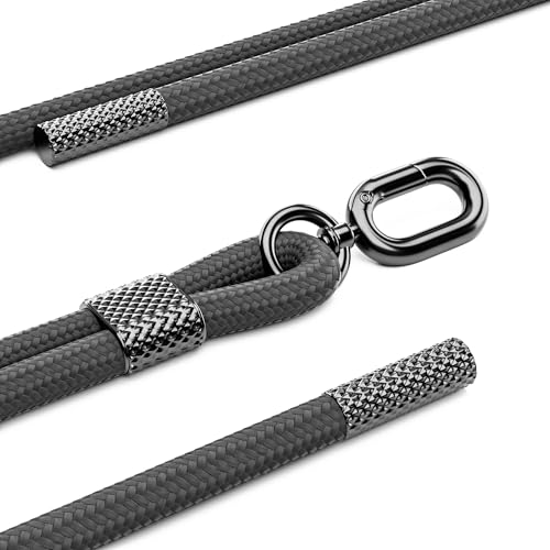 Image of Phone Lanyard 2 Pack - Universal Crossbody Neck Strap with 4 Pads Durable Adjustable Nylon Phone Lanyard for iPhone Samsung and More (Light Grey+Dark Grey)