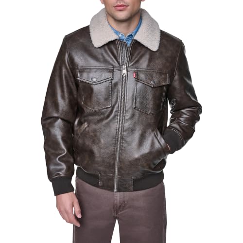 Image of Levi's Men's Faux Leather Oversized Shirt Jacket
