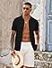 COOFANDY Mens Casual Knit Polo Shirt Vacation Short Sleeve Button Down Shirts Textured Summer Beach T-Shirts Old Money Clothes Black