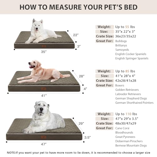 Image of WNPETHOME Orthopedic Dog Bed for Large Dogs, Extra Large Waterproof With Removable Washable Cover & Anti-Slip Bottom, Egg Crate Foam Pet Mat, Multi-Needle Quilting XL Crate Bed