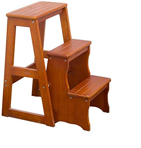 Taburete de escalera de madera con 3 peldaños anchos para cocina 2