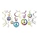 Amscan Groovy 60's Party Peace Sign Swirl Foil Decorations, One Size, Multicolor