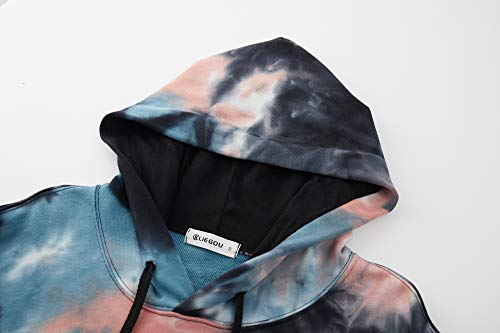 Image of KLIEGOU Mens Tie-Dye Pullover Hooded Sweatshirt