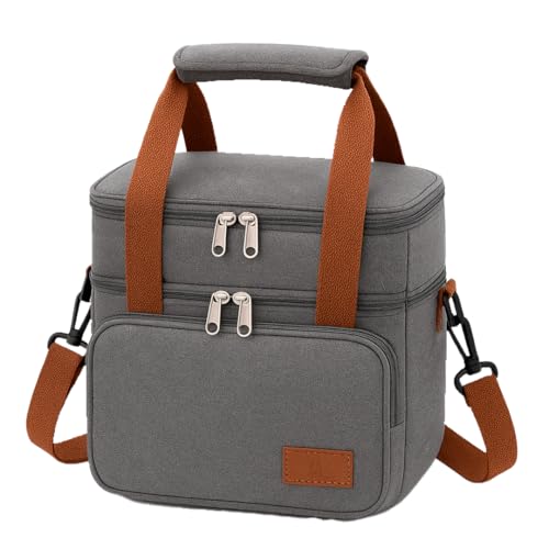 Bolsa Térmica 2 Compartimentos com Alça Transversal e Isolamento Reforçado | Lancheira Marmita Espaçosa para Trabalho, Viagens, Academia e Piqueniques, PREMIUM