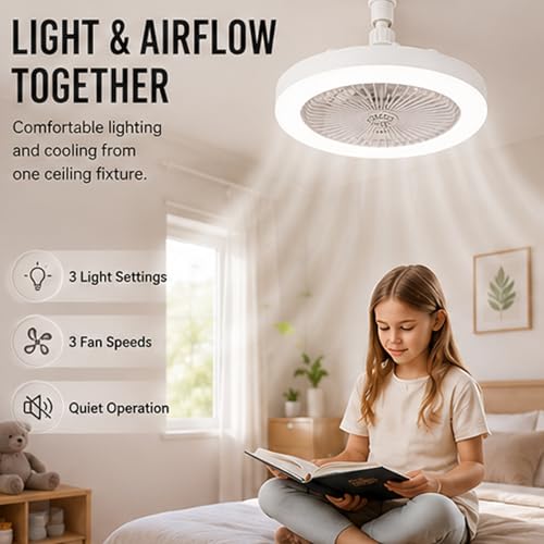 Ventilador de techo con luz, control remoto y tres modos de iluminación 6