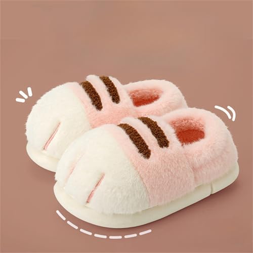 Image of Cat Paw Slippers - Unisex Adults & Kids - Beige - Slip-On - Plush & Memory Sponge Interior - Anti-Slip EVA Sole - Washable - Home Slippers