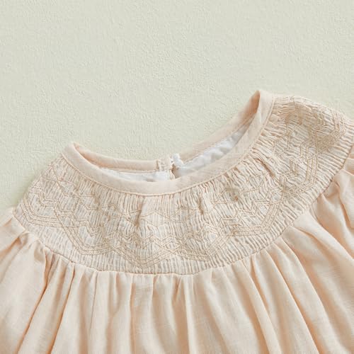 Baby Girl Smocked Bubble Romper Summer Embroidery Puff Sleeve Bodysuit Cotton Infant Clothes4