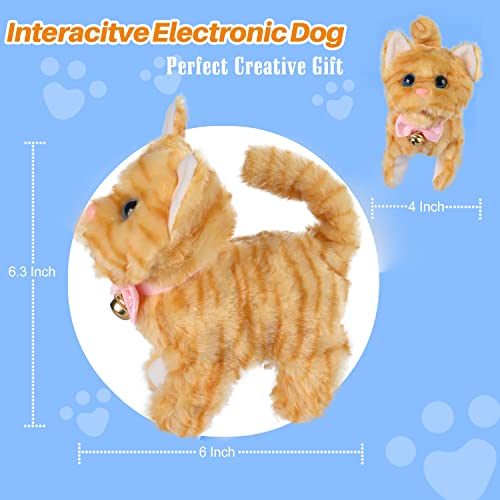 Worwoder Plush Electronic Interactive Cats That Move And Meow Waliking Lifelike Interactive Toy Pet Stuffed Kitten For Girls Kids (Yellow Stripes) #TOP2