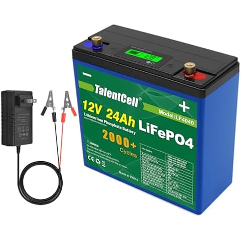 TalentCell 12V 24Ah LiFePO4 Battery Pack LF4040, 12.8V 288Wh Deep Cycle Rechargeable Lithium Iron Phosphate Batteries Cover