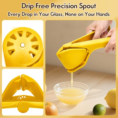 Image of Manual Lemon Squeezer, Hand Lemon Squeezer, Easy-to-Use, Very Sturdy, Lemon Juicer, Lemon Juicer Squeezer to Squeeze Lemons, Yellow, HomeyVenture