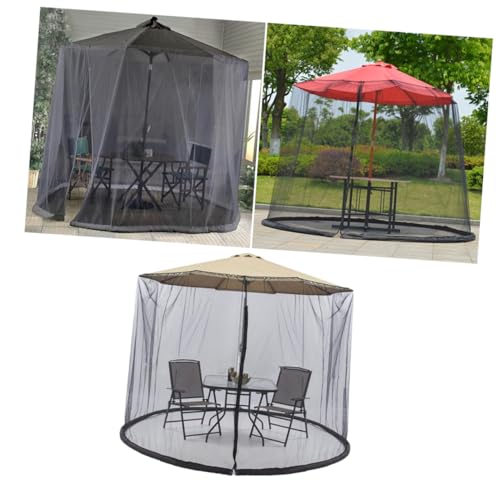 Housse moustiquaire parasol extérieure noire filet protection mobilier terrasse