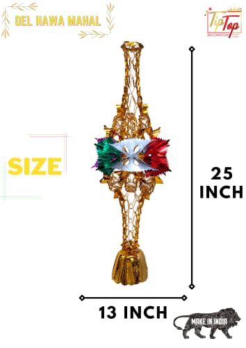 Image of Classic Metallic Folding Paper Hanging Lamps Chandeliers Garland (Multicolor) (Deluxe Hawa Mahal, 12 Pieces)