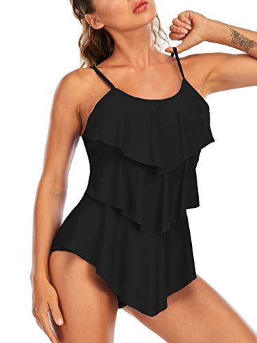 Century Star Womens Athletic One Piece Retro Flounce Swimsuits Ruffled Tiered Tummy Control Swimwear Plus Bathing Suits4