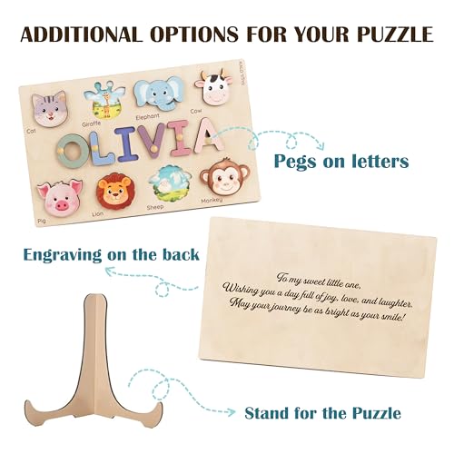 personalized name puzzle custom baby gifts personalized name puzzles for toddlers 1-3 personalized baby gifts 1st birthday girl and boy puzzle with animals