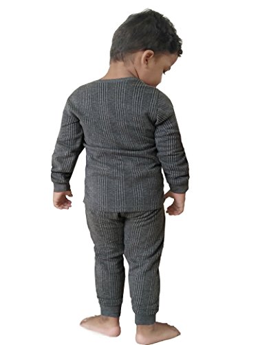 Image of HAP Kings Round Neck Grey Melange Winter Thermal Set of Top Trouser /Thermal for Boys and Girls /Kids Thermal Set