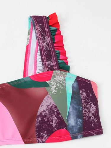 Image of WDIRARA Girl's All-Over Printed Swimsuit Bikini Set with Swim Cover-up