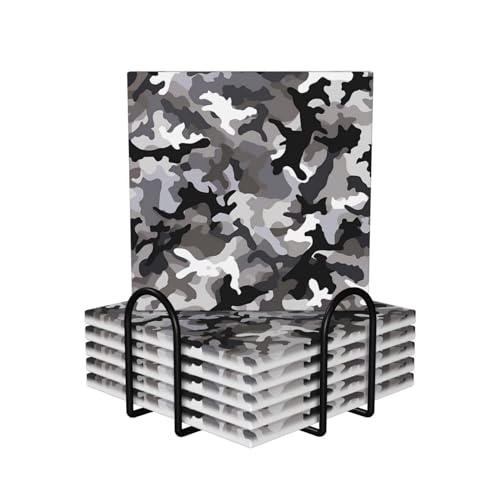 Dessous de verre céramique camouflage x6 avec support pour table - 2