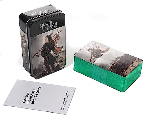 Image of DUNGRANI ENTERPRISE Heaven & Earth Tarot Card Game In A Tin, A 78-Card Deck Gilded Black (Limited Edition), 400 Gsm Black Core Cardstock