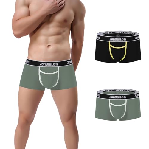 Men's Boxer Underwear with Bulge Pouch Short Leg Sexy Low Rise Briefs