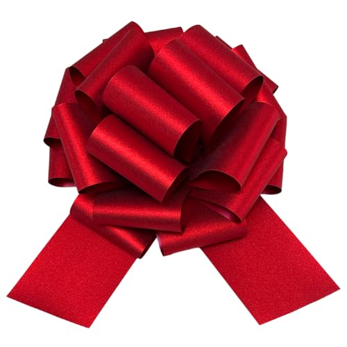 12 Large Gift Bow 1pcs Glitter Big Gift Bow Big Bow for Bike Bow for Present Bow for Large appliances Bikes Table Decorations and Party Events Decoration (Red)