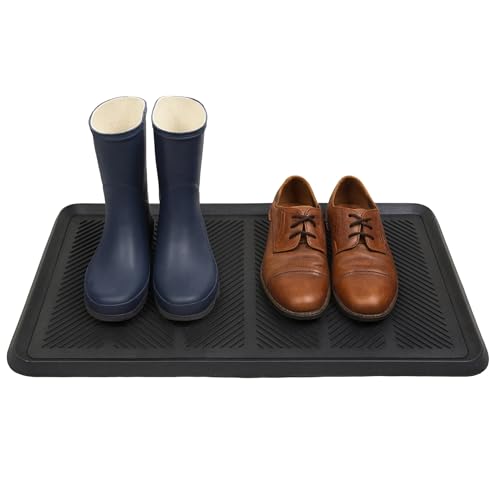 Vivol Schuhabtropfschale mit Homem Rand - XL Abtropfmatte 40x80cm - Robuste Gummi Schuhablage mit hohem Rand - Rutschfest und Schützt den Boden vor Nässe und Schmutz