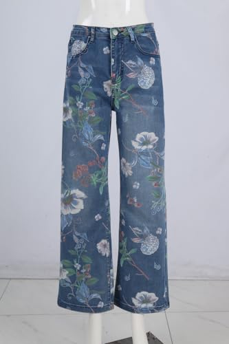 Womens Floral Barrel Jeans Low Rise Baggy Boyfriend Embroidered Jeans Fall 2025 Cute Mom Denim Pants4