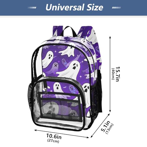 Happy Halloween Purple School Clear Backpack Clear Book Bag For Girls See Through Transparent Heavy Duty Backpack4