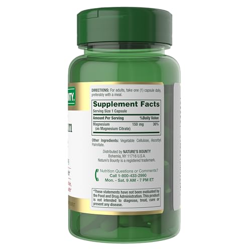 Nature’s Bounty Magnesium Citrate, Vegetarian, Gluten Free, 90 Capsules - image 7