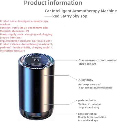 Image of Smart Car Air Freshener Natural Perfume New Atomization Experience Car Humidifier Adjustable Three Levels of Concentration Fashionable Starry Sky Atmosphere Rechargeable Automatic Switch(Deep Purple)