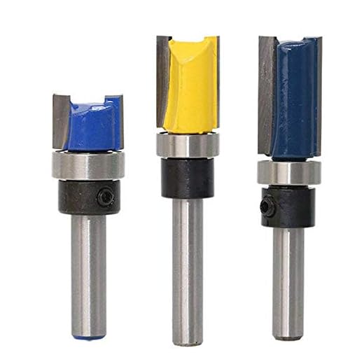 Wood Milling Cutter, DeSS 3Pcs/Set 1/4" Diameter Shank Flush Trim Pattern Router Bit Set Top Bearing Cutter AE