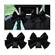 Calkkrer 2 Stück Schwarz Kopfstützen-Haken, Praktischer Doppelhaken für Taschen, Cute Bow Auto-Haken, Leder-Luggage-Hook, Aufbewahrungshaken, Innenraum-Zubehö