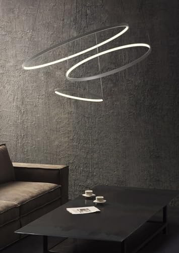 Lustre moderne LED 3 anneaux plafonnier blanc chaud
