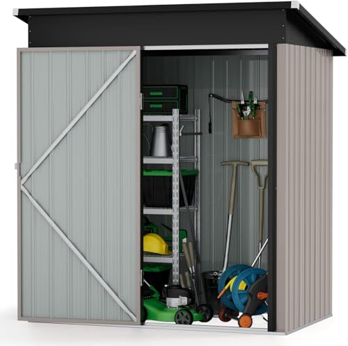 Anovara Outdoor Storage Shed Garden Metal Shed 155(L) X 87(W) X 180(H) cm 2300L Shed with Lockable Door for Storage Garden Tools Bicycles Patio Cushions (5x3 FT)