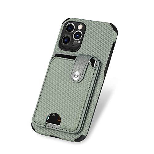 Étui en cuir PU vert iPhone 7 finition carbone premium et fentes pour cartes
