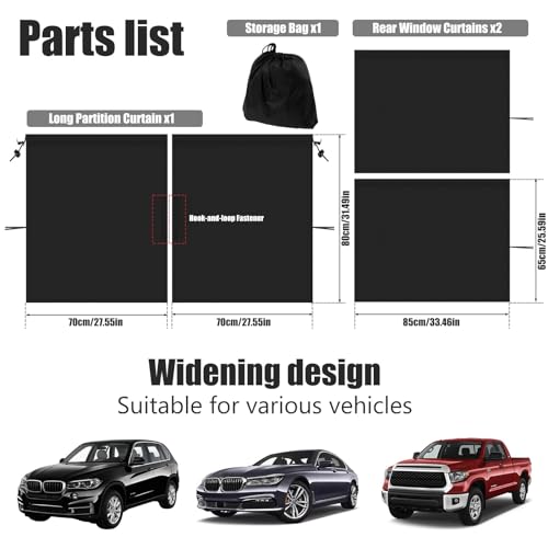 Image of STHIRA 2pcs Car Curtain Backseat Divider, Privacy, UV Sun Protection