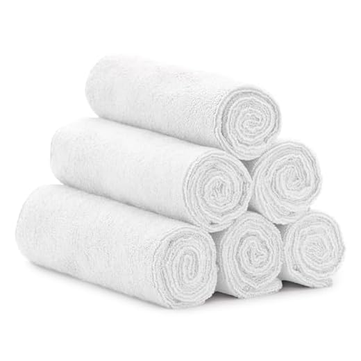 S&T INC. Microfiber Fitness Exercise Gym Towels, 360 GSM, 6 Pack, 16-Inch x 27-Inch, White