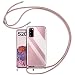 Produktbild YIRSUR Handykette Handyhülle für Samsung Galaxy S20 Hülle mit Kordel zum Umhängen Necklace Hülle mit Band Schutzhülle Transparent Silikon Acryl Case für Samsung Galaxy S20 (Rosegold)
