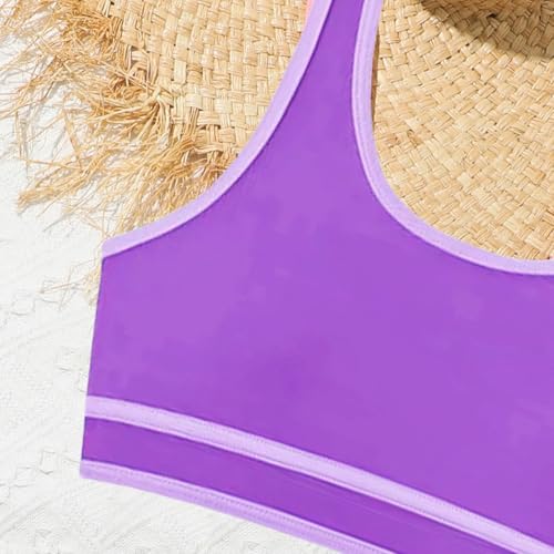 Image of Teen Girls Swimsuit High Waist Sporty Bikini Bathing Suits with Cover Up Skirt and Sunglasses 4 Piece Set 8-15 Years