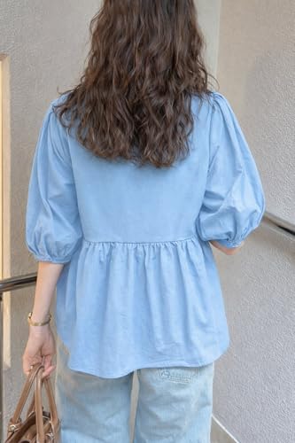 Image of Zilcon Women's Cotton Plain Styles Short Kurti for Women V-Neck Half Sleeve || Kurti for Woman || Short Kurtis for Woman