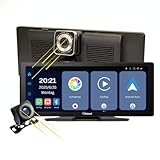 Elebest CarPlay 1026 – 10,26 Zoll Navigationsgerät mit kabellosem CarPlay & Android Auto, 4K Frontkamera & 1080p Rückfahrkamera, GPS, Touchdisplay, Sprachsteuerung, Bluetooth