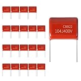 JCCON 20-Pack 400V 104J Premium Quality Metallized Polypropylene Film Capacitors, P10 CBB21/CBB22 100000pF 100nF 0.1uF MPP Caps with Superior Performance
