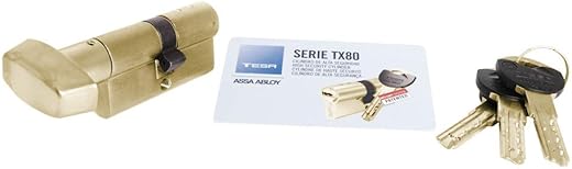 Tesa Assa Abloy, TX8B3030L, High Security Cylinder, TX80, Double Clutch, Long Cam, Key - Button, Latoned, 30 x 30 mm