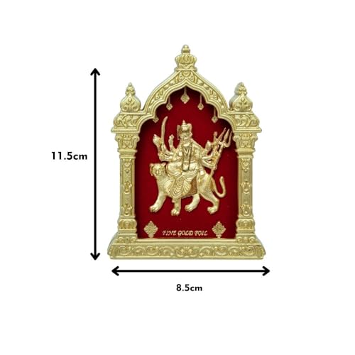 Image of EKA Temple Series Durga Table Top Premium Gold Foil Artwork with Metal Stand | Divine Goddess Durga Inspired Spiritual Decor for Home, Office & Pooja Space | Auspicious Gift