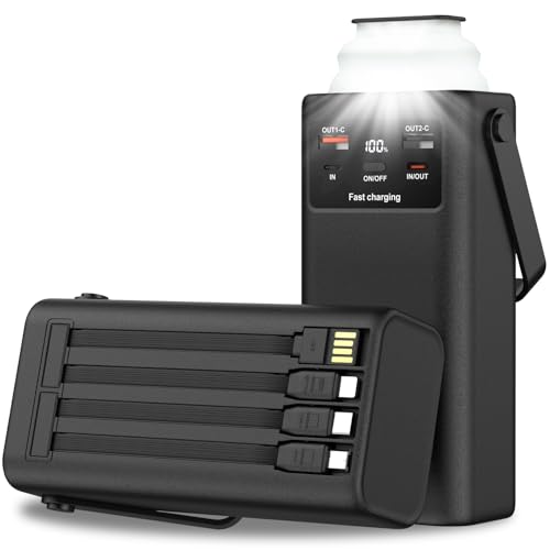 Portable Charger 40000mAh Power Bank Built-in Cable,PD 22.5w Fast Charging Powerbank, LED Display External Battery Pack with Retractable Auto Lighting, Travel Phone Charger for iPhone,Samsung,Google