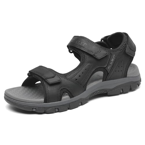 Flarut Men'S Athletic Sandals Sport Outdoor Hiking Sandals Open Toe Leather Walking Sandals Beach Water Shoes thumb #7